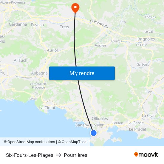 Six-Fours-Les-Plages to Pourrières map