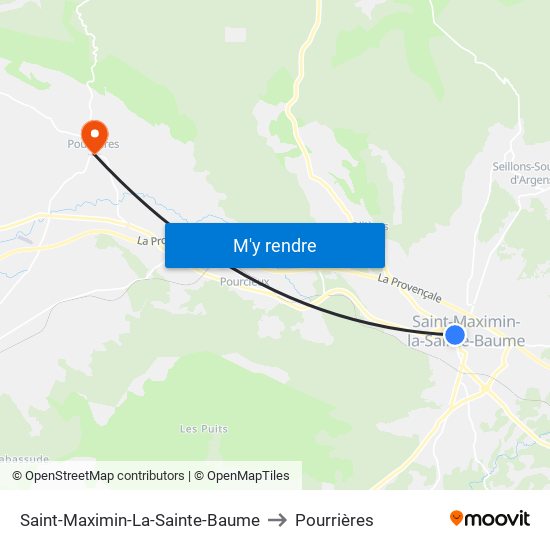 Saint-Maximin-La-Sainte-Baume to Pourrières map