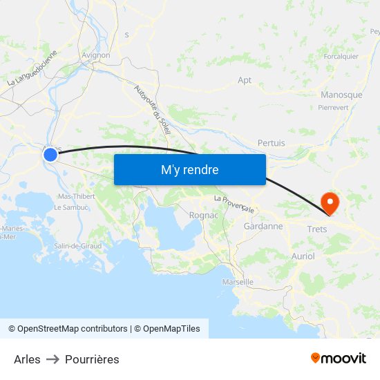 Arles to Pourrières map
