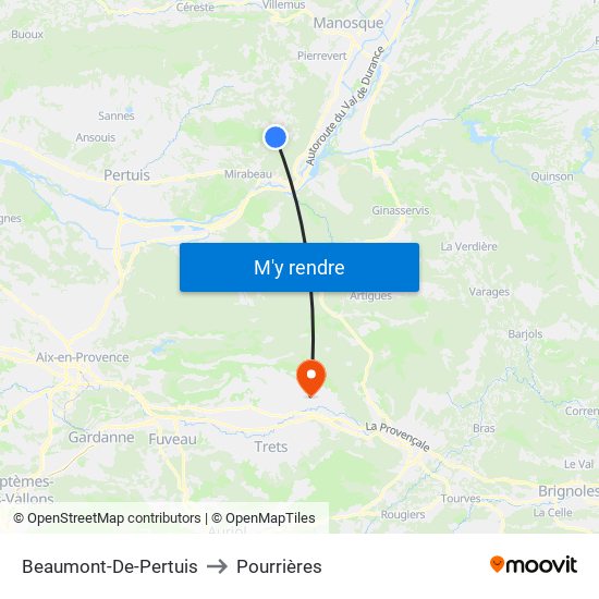 Beaumont-De-Pertuis to Pourrières map
