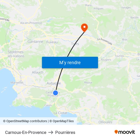 Carnoux-En-Provence to Pourrières map