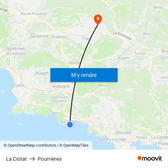 La Ciotat to Pourrières map