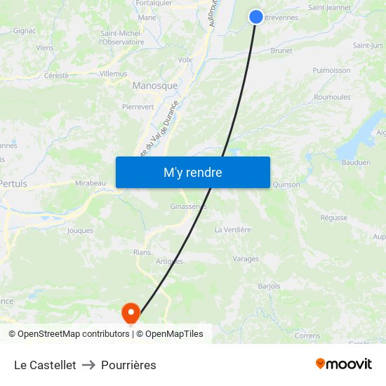 Le Castellet to Pourrières map