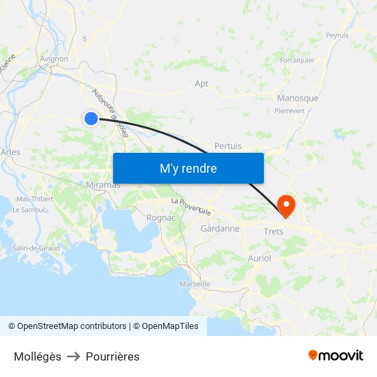 Mollégès to Pourrières map