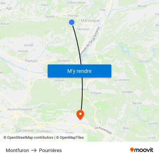 Montfuron to Pourrières map