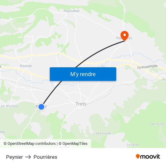 Peynier to Pourrières map