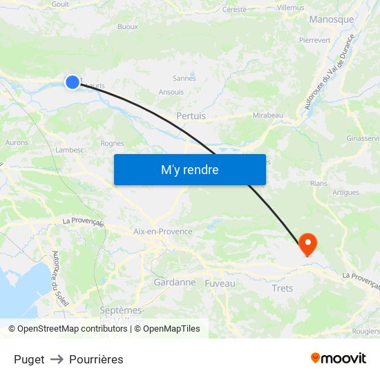 Puget to Pourrières map