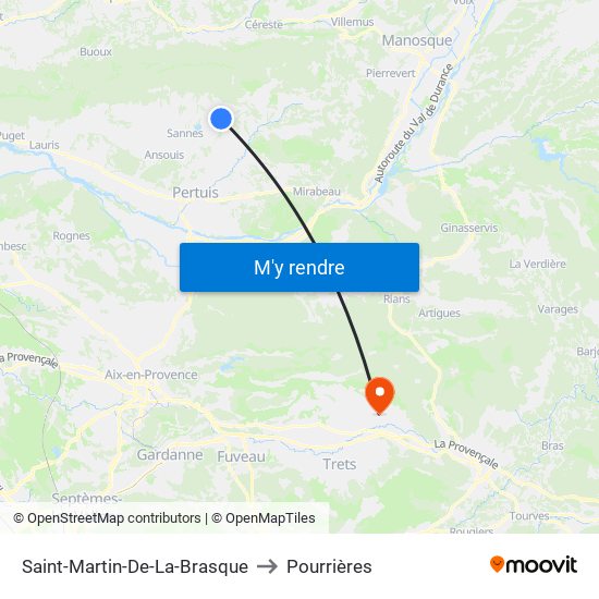 Saint-Martin-De-La-Brasque to Pourrières map