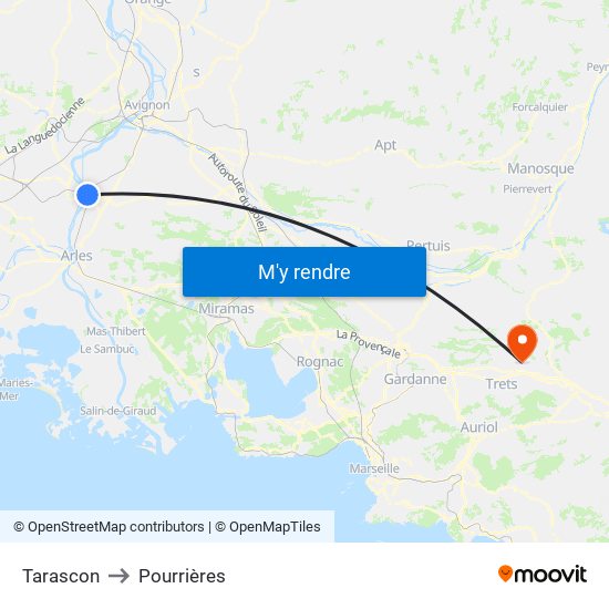 Tarascon to Pourrières map