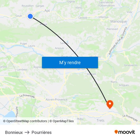 Bonnieux to Pourrières map