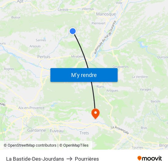 La Bastide-Des-Jourdans to Pourrières map
