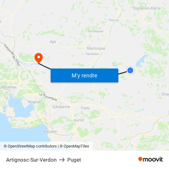 Artignosc-Sur-Verdon to Puget map