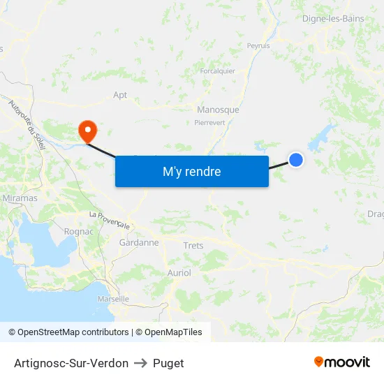 Artignosc-Sur-Verdon to Puget map