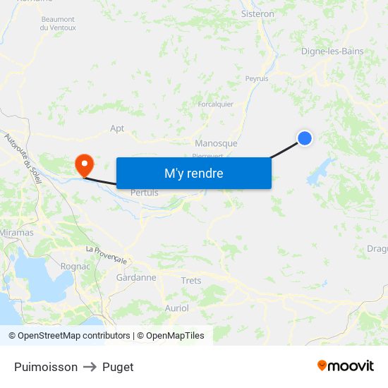 Puimoisson to Puget map
