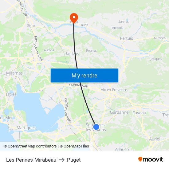 Les Pennes-Mirabeau to Puget map