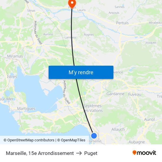 Marseille, 15e Arrondissement to Puget map