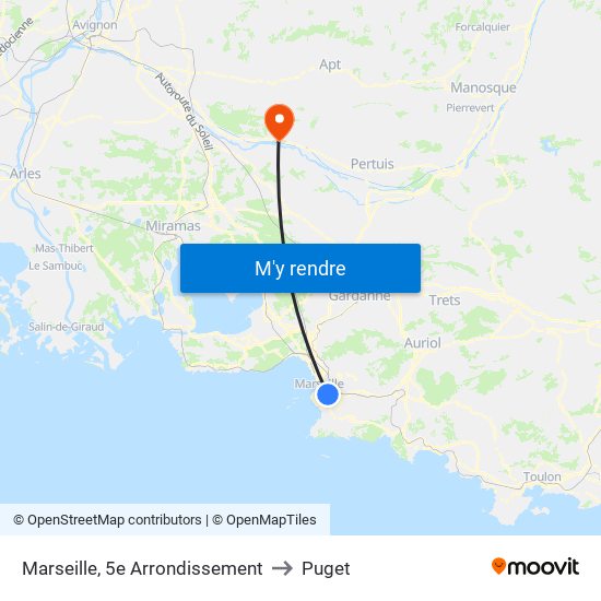 Marseille, 5e Arrondissement to Puget map