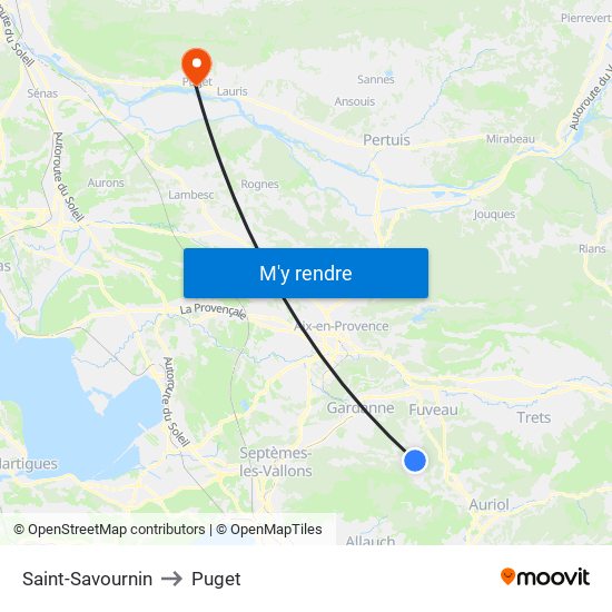 Saint-Savournin to Puget map