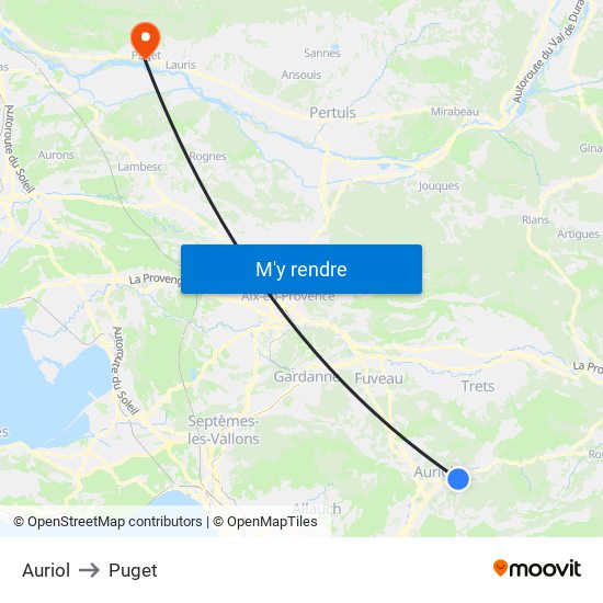Auriol to Puget map