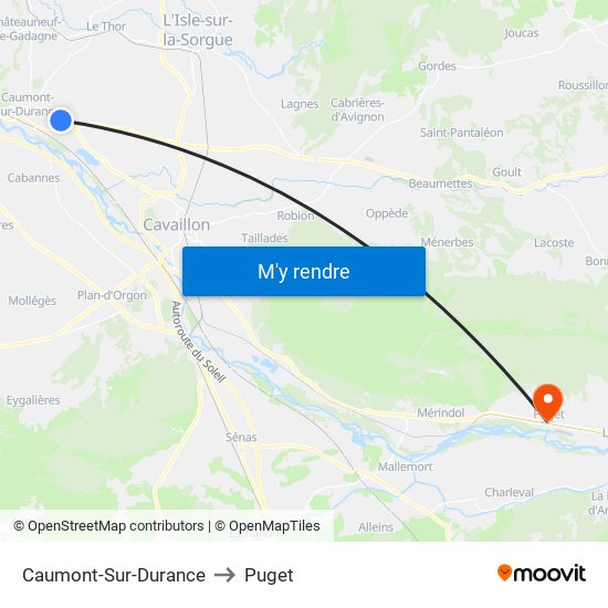 Caumont-Sur-Durance to Puget map