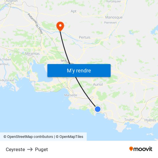 Ceyreste to Puget map
