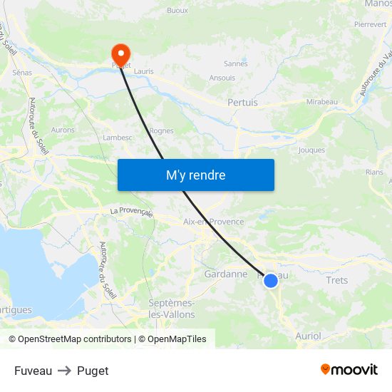 Fuveau to Puget map