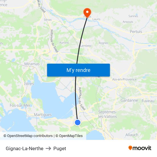 Gignac-La-Nerthe to Puget map