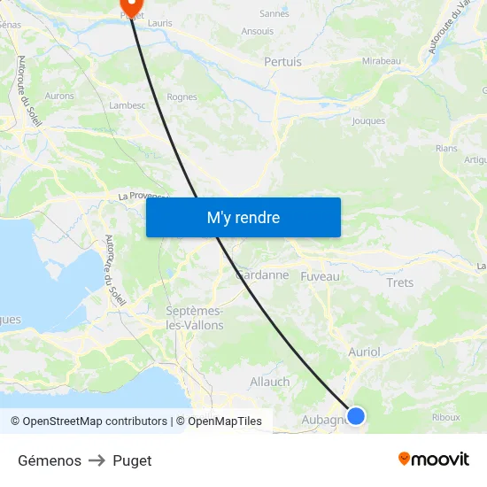 Gémenos to Puget map