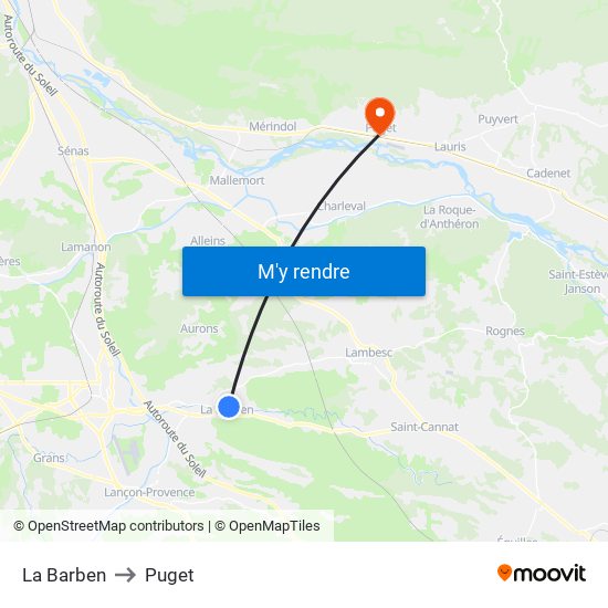 La Barben to Puget map