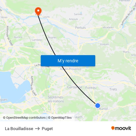 La Bouilladisse to Puget map