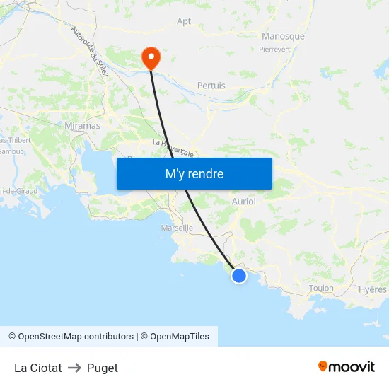La Ciotat to Puget map
