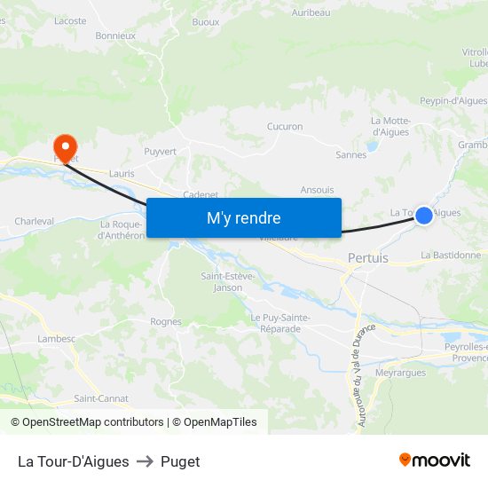 La Tour-D'Aigues to Puget map