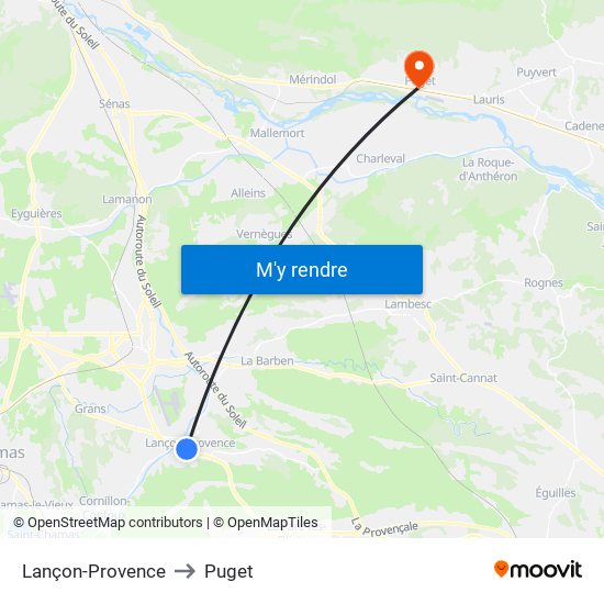 Lançon-Provence to Puget map