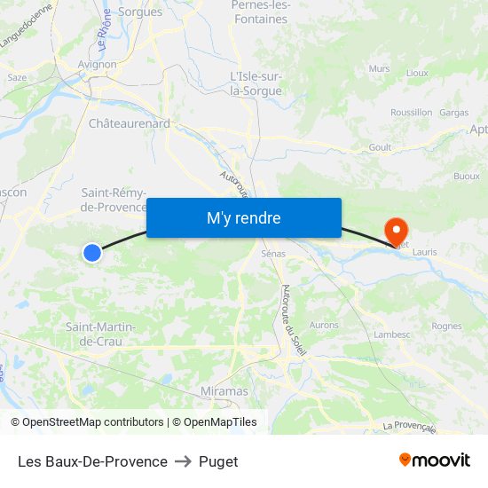 Les Baux-De-Provence to Puget map