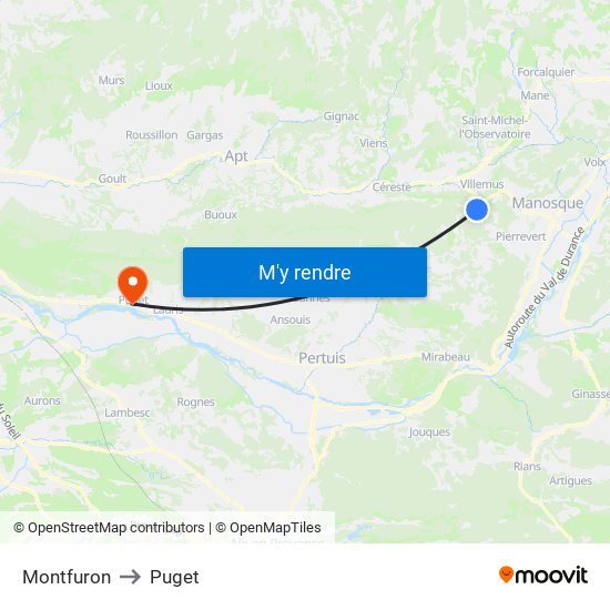 Montfuron to Puget map