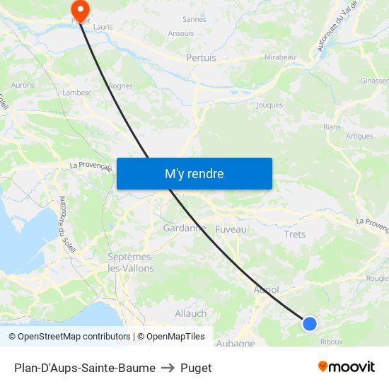 Plan-D'Aups-Sainte-Baume to Puget map