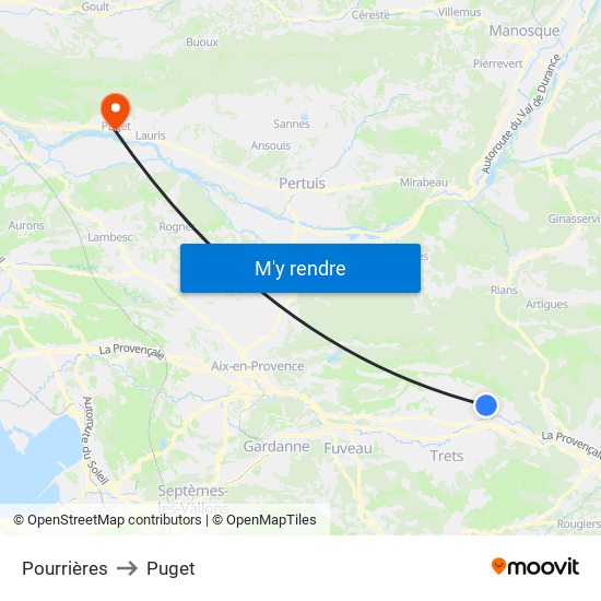 Pourrières to Puget map