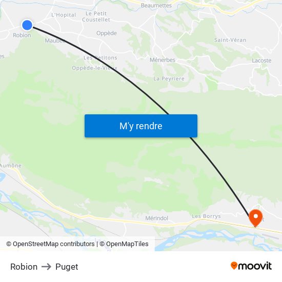 Robion to Puget map