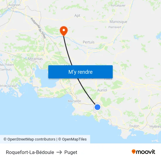 Roquefort-La-Bédoule to Puget map