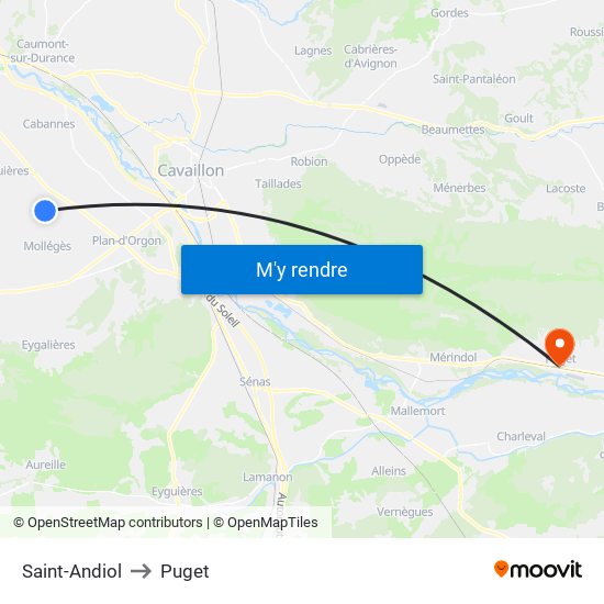 Saint-Andiol to Puget map