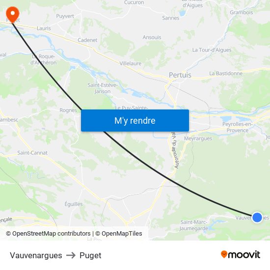 Vauvenargues to Puget map