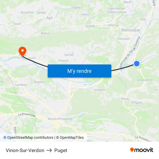 Vinon-Sur-Verdon to Puget map