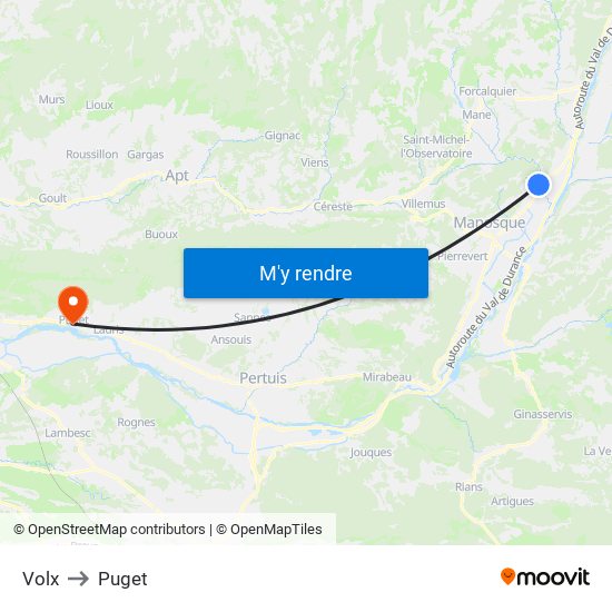 Volx to Puget map