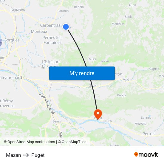 Mazan to Puget map