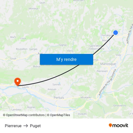 Pierrerue to Puget map