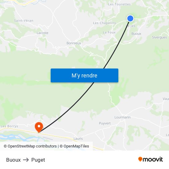 Buoux to Puget map