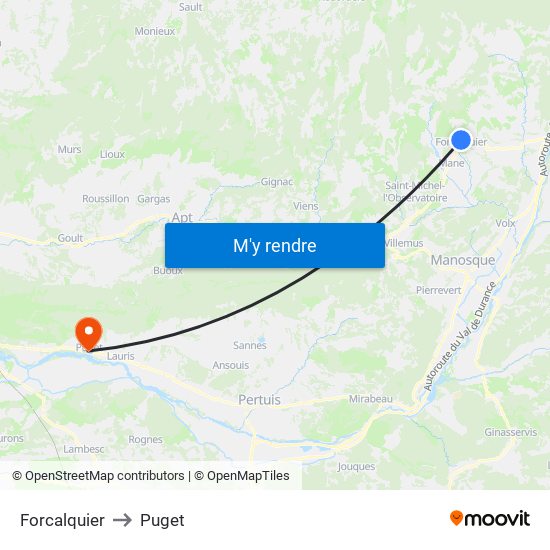 Forcalquier to Puget map