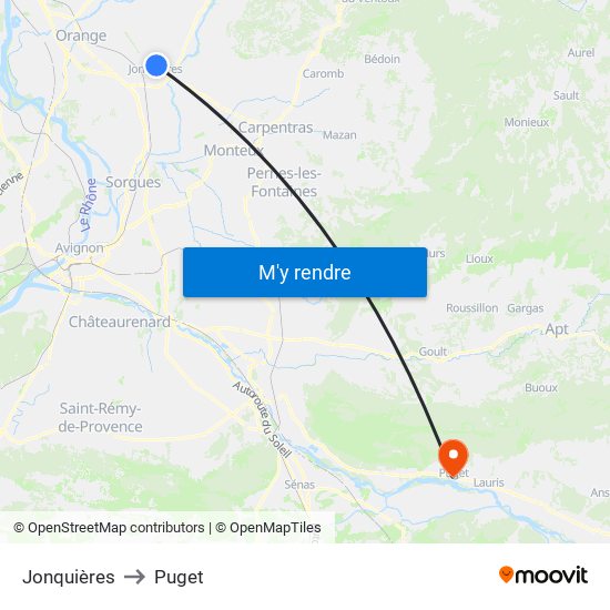 Jonquières to Puget map