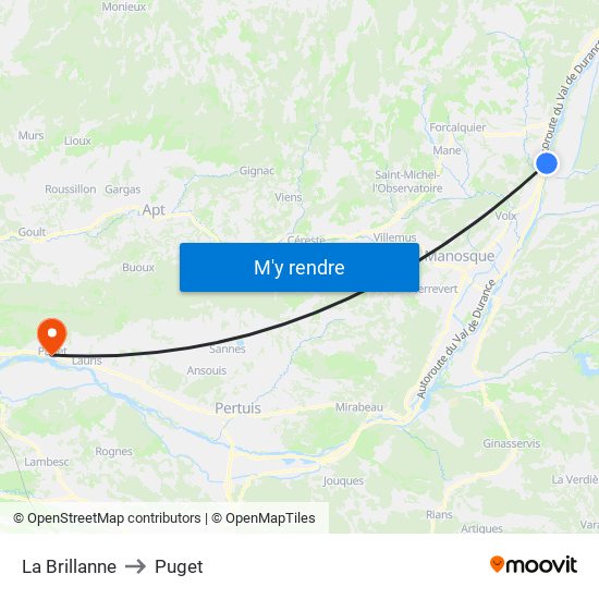 La Brillanne to Puget map