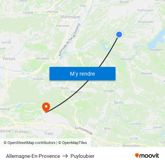 Allemagne-En-Provence to Puyloubier map